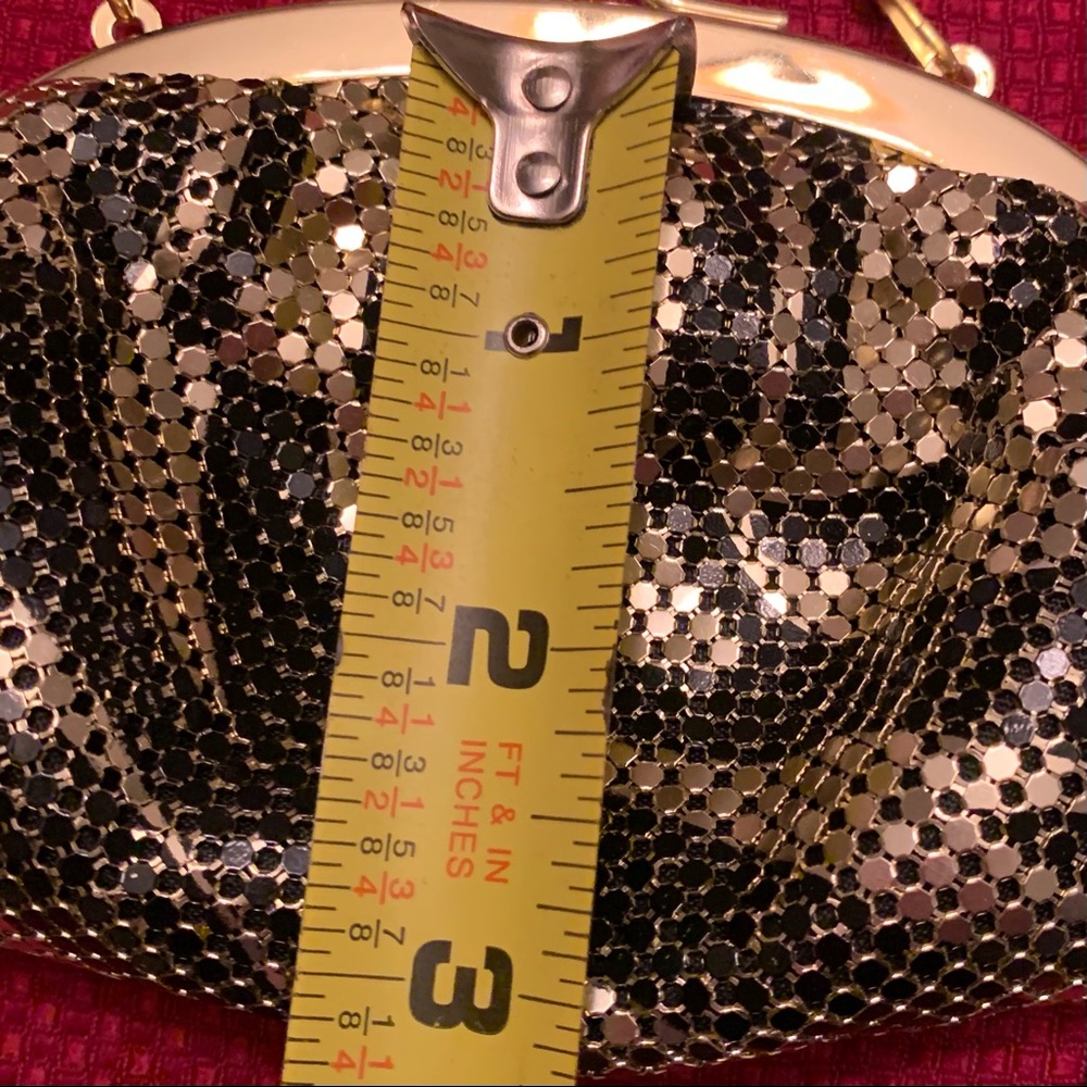 URBAN EXPRESSIONS animal print metallic mesh evening bag black gold vegan NWT - Picture 4 of 9
